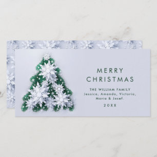 Minimalist Snowflakes Christmas Tree Greeting Holiday Card