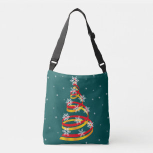 Minimalist Snowflakes Ribbon Christmas Tree Crossbody Bag