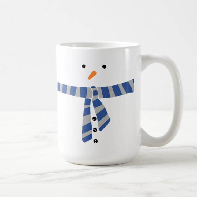 Minimalist Snowman Blue Grey Scarf Winter   Coffee Mug (Right)
