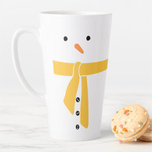 Minimalist Snowman Yellow Scarf Winter   Latte Mug