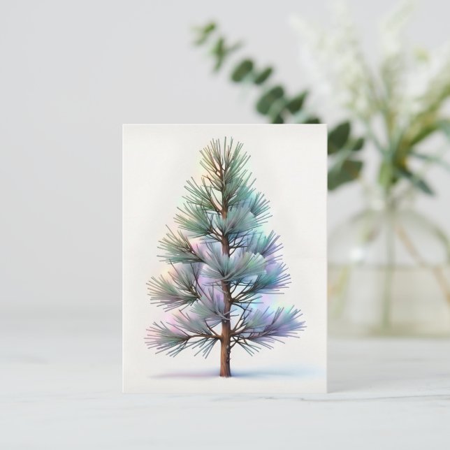 Minimalist Snowy Pine Postcard (Standing Front)