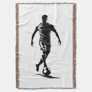 Minimalist Soccer Player Silhouette Art Blanket