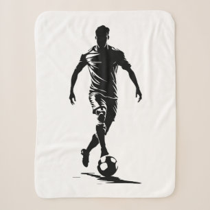 Minimalist Soccer Player Silhouette Art Blanket