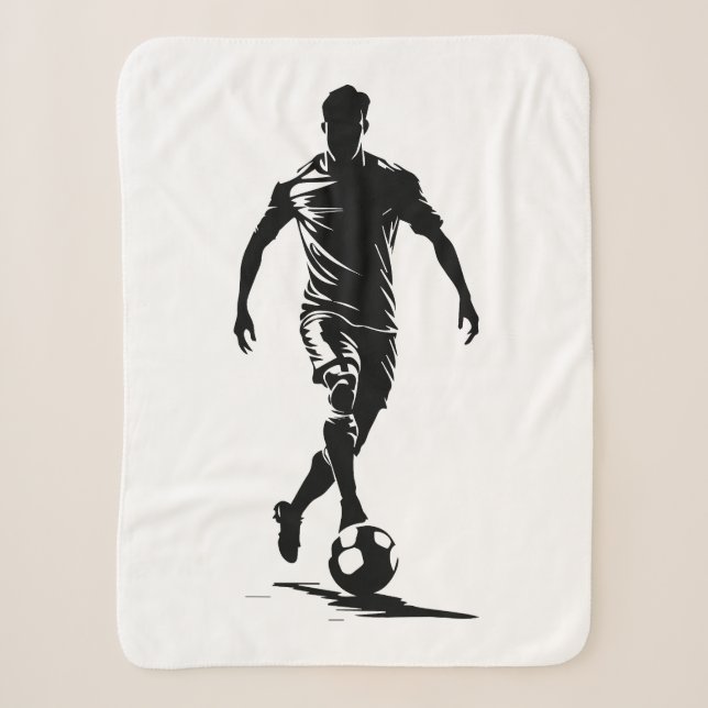 Minimalist Soccer Player Silhouette Art Blanket (Front)