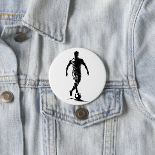 Minimalist Soccer Player Silhouette Art Button