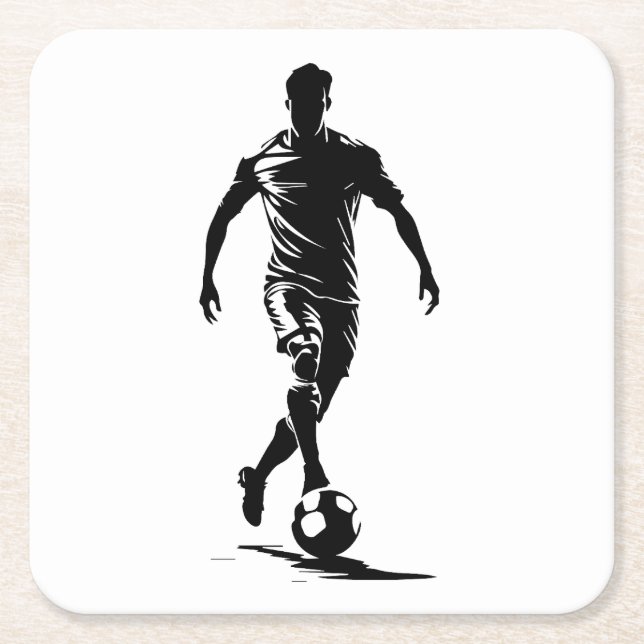 Minimalist Soccer Player Silhouette Art Coaster (Front)