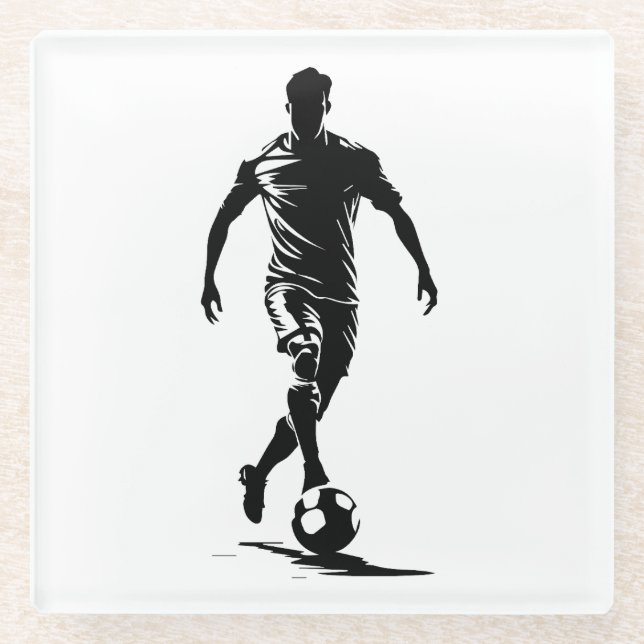 Minimalist Soccer Player Silhouette Art Coaster (Front)
