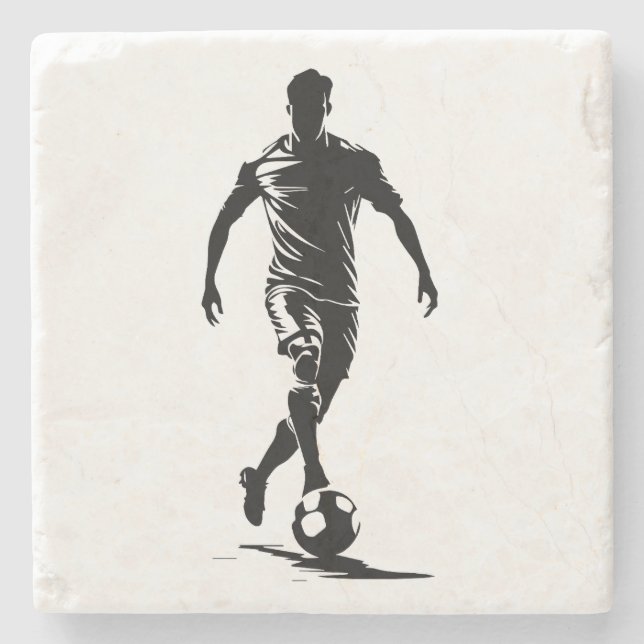 Minimalist Soccer Player Silhouette Art Coaster (Front)