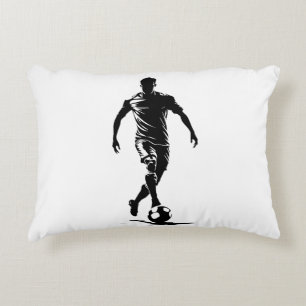 Minimalist Soccer Player Silhouette Art Pillow