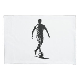 Minimalist Soccer Player Silhouette Art Pillowcase