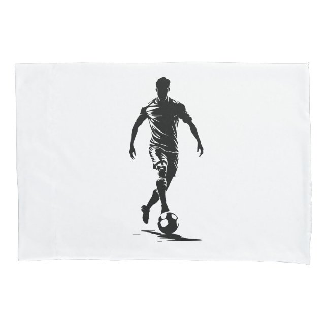 Minimalist Soccer Player Silhouette Art Pillowcase (Front)