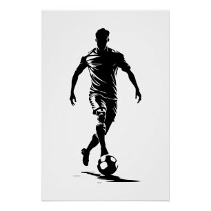 Minimalist Soccer Player Silhouette Art Poster