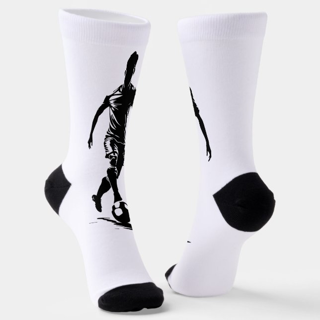 Minimalist Soccer Player Silhouette Art Socks (Angled)