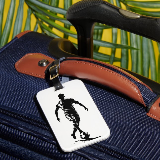 Minimalist Soccer Player Silhouette Art Tag (Front Insitu 1)