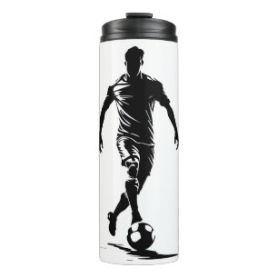 Minimalist Soccer Player Silhouette Art Thermal Tumbler