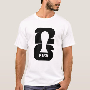 Minimalist Soccer Trophy Silhouette White on Black T-Shirt