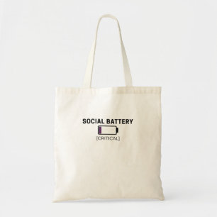 Minimalist Social Battery Low Typography  Tote Bag