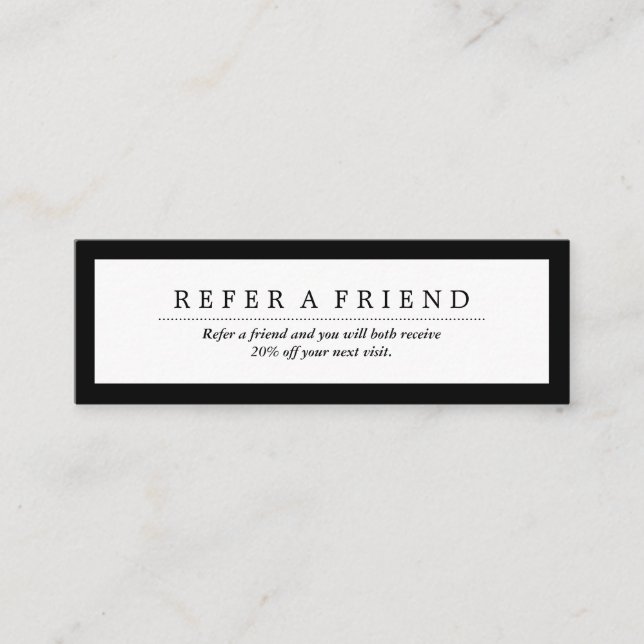 Minimalist Social Media Luxe Black&White Referral Mini Business Card (Front)