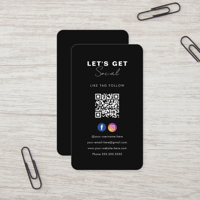 Minimalist Social Media Qr Code Connect With Us Business Card (Front/Back In Situ)