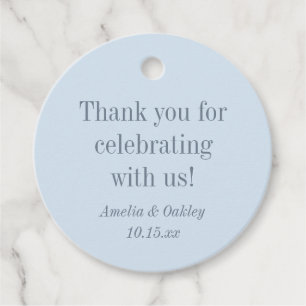 Minimalist Soft Blue Elegant Wedding Thank You Favour Tags