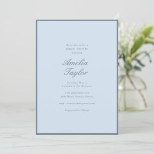 Minimalist Soft Blue Script Classic Bridal Shower Invitation