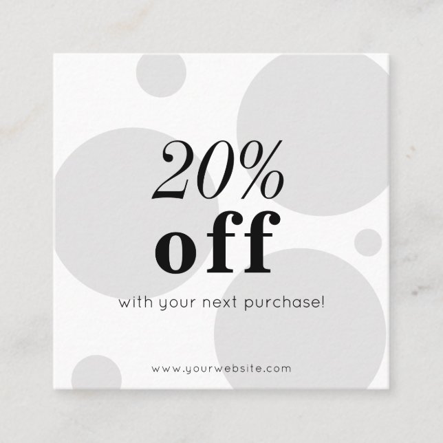 Minimalist Soft Grey Discount Card (Front)