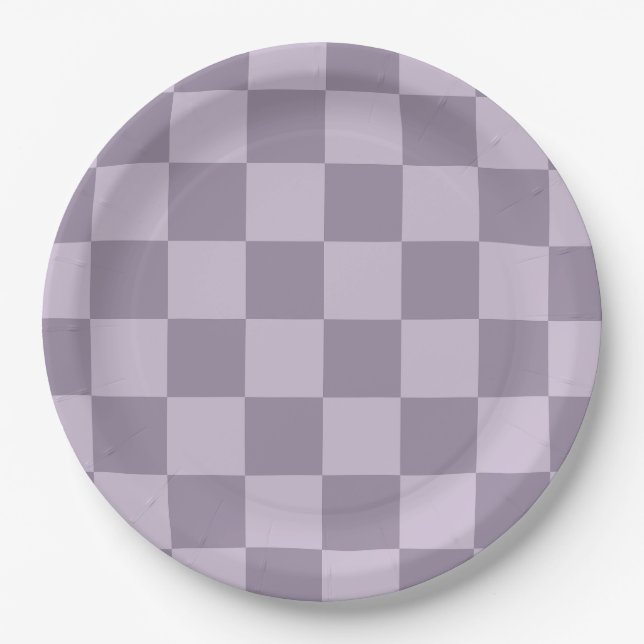 Minimalist Soft Lavender Checkerboard Pattern  Paper Plate (Front)