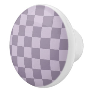 Minimalist Soft Lavender Chequerboard Pattern Ceramic Knob