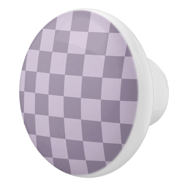 Minimalist Soft Lavender Chequerboard Pattern  Ceramic Knob (Right)