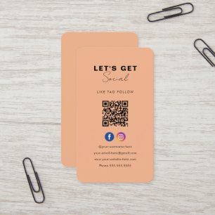Minimalist Soft Orange Qr Code Connect With Us Business Card