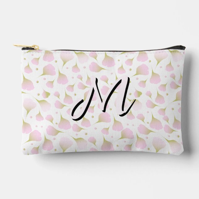 Minimalist Soft Pastel Blush Pink Initial Accessory Pouch (Front)