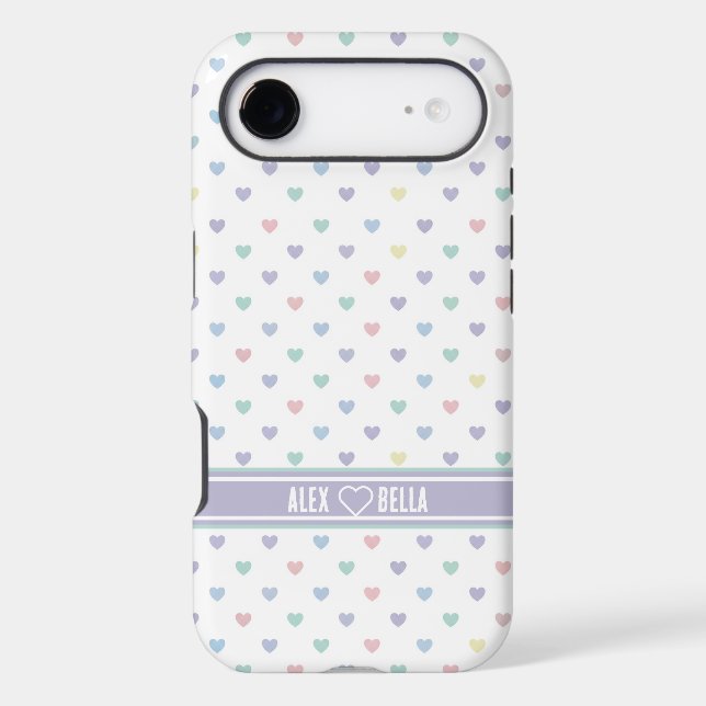 Minimalist Soft Pastel Heart Pattern Personalised (Back)