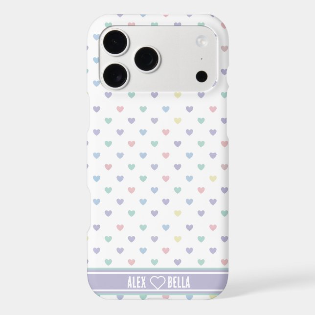Minimalist Soft Pastel Heart Pattern Personalized (Back)