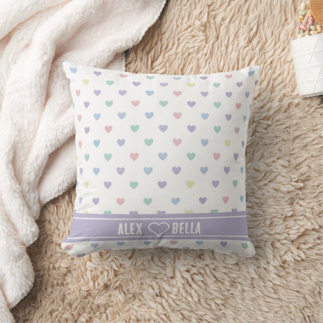 Minimalist Soft Pastel Heart Pattern  Personalized Cushion (Blanket)