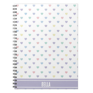 Minimalist Soft Pastel Heart Pattern Personalized Notebook