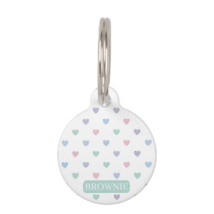 Minimalist Soft Pastel Heart Pattern Pet Tag