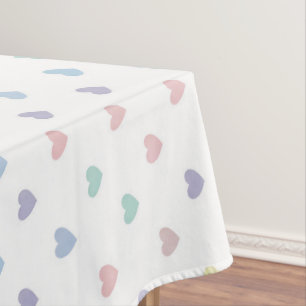 Minimalist Soft Pastel Heart Pattern Tablecloth