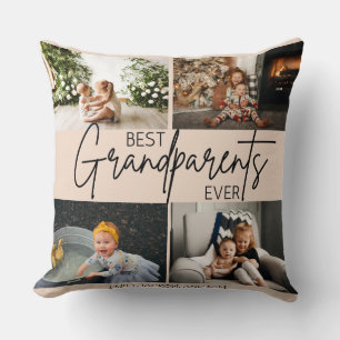 Minimalist Soft Pink Best Grandparents Photo Cushion