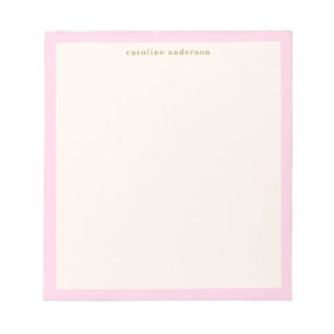 Minimalist Soft Pink Border Personalized Name Notepad