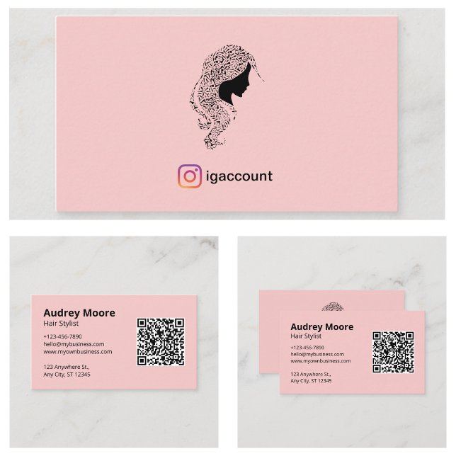 Minimalist Soft Pink Hair Stylist Business Card (Minimalist Soft Pink Hair Stylist Business Card
)
