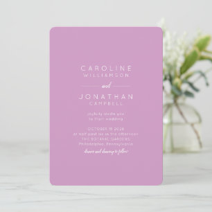 Minimalist Soft Purple Elegant Modern Wedding  Invitation