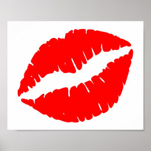 Minimalist Solid Color Red Kiss Poster