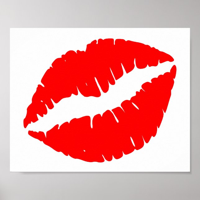 Minimalist Solid Color Red Kiss Poster (Front)