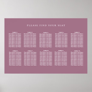 Minimalist Solid Mauve Wedding Seating Chart