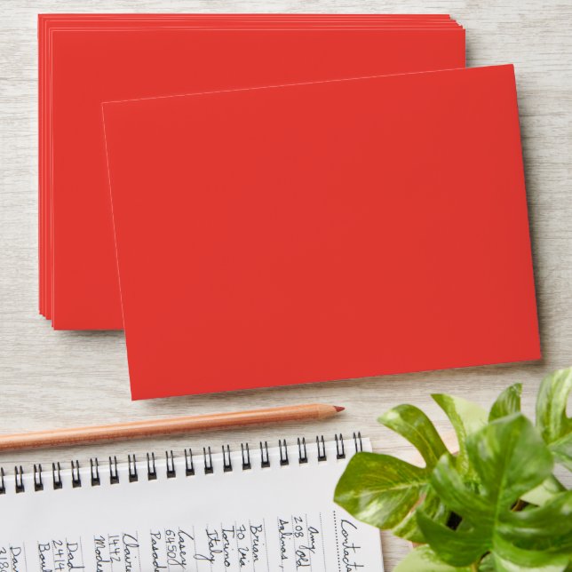 Minimalist Solid Red Flat Greeting Card Envelope (Stacked)