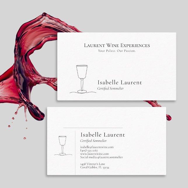 Minimalist Sommelier Wine Expert  Business Card (Creator Uploaded)