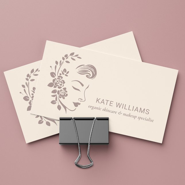 Minimalist Spa and Beauty Salon Floral  Business Card (Creator Uploaded)