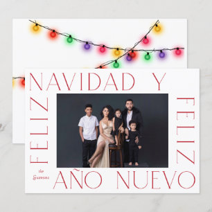 Minimalist Spanish Feliz Navidad Lights Photo Holiday Card