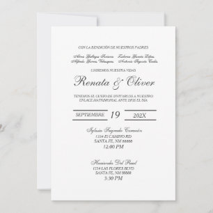 Minimalist Spanish Wedding Invitation