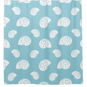 Minimalist Spiral Seashell Coastal Pattern Shower Curtain